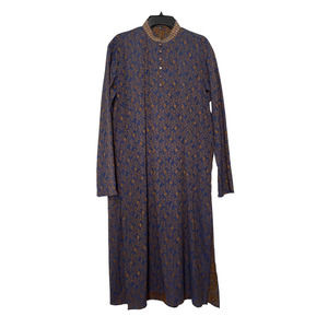 Men's Blue & Gold Indian Salwar Kurta